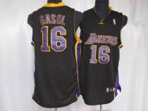 Los Angeles Lakers -16 Pau Gasol Stitched Black Purple Number NBA Jersey