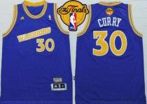 Golden State Warriors -30 Stephen Curry Blue Throwback The Finals Patch Stitched NBA Jersey