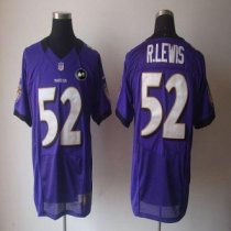 Nike Ravens -52 Ray Lewis Purple Team Color With Art Patch Stitched NFL Elite Jersey