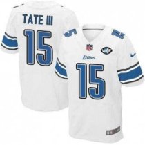Nike Lions -15 Golden Tate III White With WCF Patch Jersey