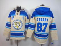 Pittsburgh Penguins -87 Sidney Crosby Cream Sawyer Hooded Sweatshirt Stitched NHL Jersey