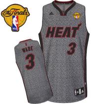 Miami Heat -3 Dwyane Wade Grey Static Fashion Finals Patch Stitched NBA Jersey
