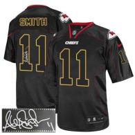 Nike Kansas City Chiefs #11 Alex Smith Lights Out Black Men's Stitched NFL Elite Autographed Jersey
