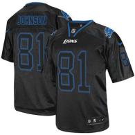 Nike Detroit Lions #81 Calvin Johnson Lights Out Black Men's Stitched NFL Elite Jersey