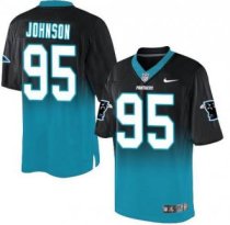 Nike Carolina Panthers -95 Charles Johnson BlackBlue Stitched NFL Elite Fadeaway Fashion Jersey