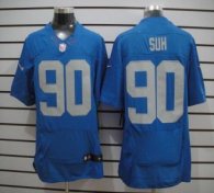 Nike Lions -90 Ndamukong Suh Blue Alternate Throwback Stitched NFL Elite Jersey