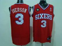 Philadelphia 76ers -3 Allen Iverson Red Reebok 10TH Throwback Stitched NBA Jersey