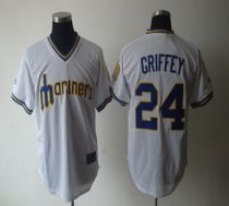 Seattle Mariners #24 Ken Griffey White Cooperstown Throwback Stitched MLB Jersey