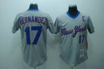 Mitchell and Ness New York Mets -17 Keith Hernandez Stitched Grey Throwback MLB Jersey