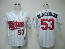 Minnesota Twins -53 Nick Blackburn White Blue Strip Cool Base Stitched MLB Jersey