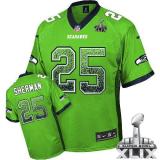 Nike Seattle Seahawks #25 Richard Sherman Green Super Bowl XLIX Men's Stitched NFL Elite Drift Fashi