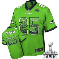 Nike Seattle Seahawks #25 Richard Sherman Green Super Bowl XLIX Men's Stitched NFL Elite Drift Fashi