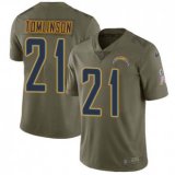 Nike Chargers -21 LaDainian Tomlinson Olive Stitched NFL Limited 2017 Salute to Service Jersey