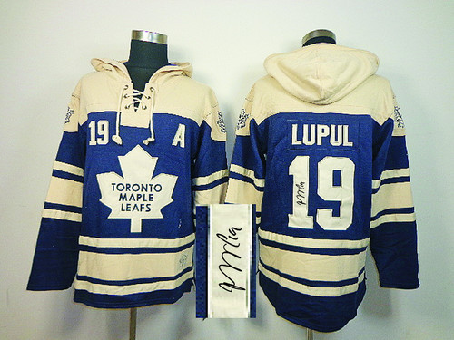 Autographed Toronto Maple Leafs -19 Joffrey Lupul Blue Sawyer Hooded Sweatshirt Stitched NHL Jersey