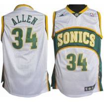 Oklahoma City Thunder -34 Ray Allen White Seattle SuperSonics Style Stitched NBA Jersey