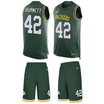 Packers -42 Morgan Burnett Green Team Color Stitched NFL Limited Tank Top Suit Jersey