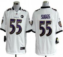 Nike Ravens -55 Terrell Suggs White With Art Patch Stitched NFL Game Jersey