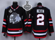 Chicago Blackhawks -2 Duncan Keith Black White Skull 2014 Stadium Series 2015 Stanley Cup Stitched N