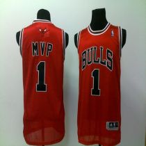 Chicago Bulls -1 Derrick Rose Red MVP Stitched NBA Jersey