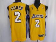 Los Angeles Lakers -2 Derek Fisher Stitched Yellow Champion Patch NBA Jersey