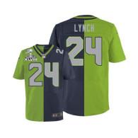 Seattle Seahawks Super Bowl XLVIII #24 Men's Marshawn Lynch Elite Team Green Two Tone Jersey