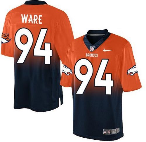 Nike Denver Broncos #94 DeMarcus Ware Orange Navy Blue Men's Stitched NFL Elite Fadeaway Fashion Jer
