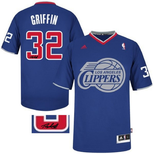 Autographed Los Angeles Clippers -32 Blake Griffin 2013 Christmas Day Swingman Blue Jersey