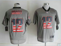2014 New Nike New England Patriots 12 Brady USA Flag Fashion Grey Shadow Elite Jerseys