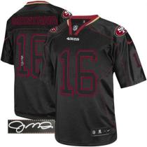 Nike San Francisco 49ers #16 Joe Montana Lights Out Black Men‘s Stitched NFL Elite Autographed Jerse