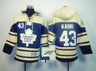 Autographed Toronto Maple Leafs -43 Nazem Kadri Blue Sawyer Hooded Sweatshirt NHL Stitched Jersey