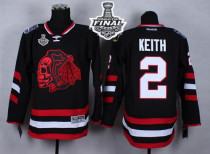 Chicago Blackhawks -2 Duncan Keith Black Red Skull 2014 Stadium Series 2015 Stanley Cup Stitched NHL