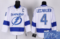 Autographed Tampa Bay Lightning -4 Vincent Lecavalier White New Road Stitched NHL Jersey