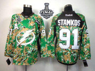 Tampa Bay Lightning -91 Steven Stamkos Camo Veterans Day Practice 2015 Stanley Cup Stitched NHL Jers