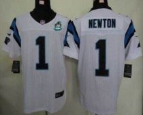 Nike Panthers -1 Cam Newton White With 20TH Season Patch Stitched Jersey
