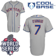 New York Mets -7 Travis d Arnaud Grey Road Cool Base W 2015 World Series Patch Stitched MLB Jersey
