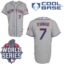New York Mets -7 Travis d Arnaud Grey Road Cool Base W 2015 World Series Patch Stitched MLB Jersey