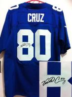 Nike New York Giants #80 Victor Cruz Royal Blue Team Color Men's Stitched NFL Elite Autographed Jers