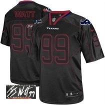 Nike Houston Texans -99 JJ Watt Lights Out Black Mens Stitched NFL Elite Autographed Jersey