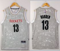 Houston Rockets -13 James Harden Grey City Light Stitched NBA Jersey
