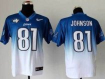 Nike Lions -81 Calvin Johnson Blue-White With WCF Patch Fadeaway Fashion Jersey