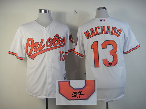 Autographed MLB Baltimore Orioles #13 Manny Machado White Cool Base Stitched Jersey
