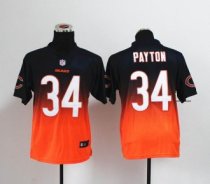 NEW Chicago Bears 34 Walter Payton Black Orange Drift Fashion II Elite NFL Jerseys