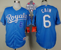 Kansas City Royals -6 Lorenzo Cain Light Blue Alternate Cool Base W 2015 World Series Patch Stitched