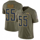 Nike Chargers -55 Junior Seau Olive Stitched NFL Limited 2017 Salute to Service Jersey