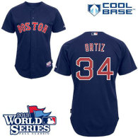 Boston Red Sox #34 David Ortiz Dark Blue Cool Base 2013 World Series Patch Stitched MLB Jersey