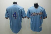 Mitchell and Ness Milwaukee Brewers -4 Paul Molitor Stitched Blue Throwback MLB Jersey
