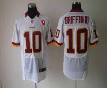 Nike Washington Redskins -10 Robert Griffin III White With 80TH Patch Men's Embroidered NFL Elite Je