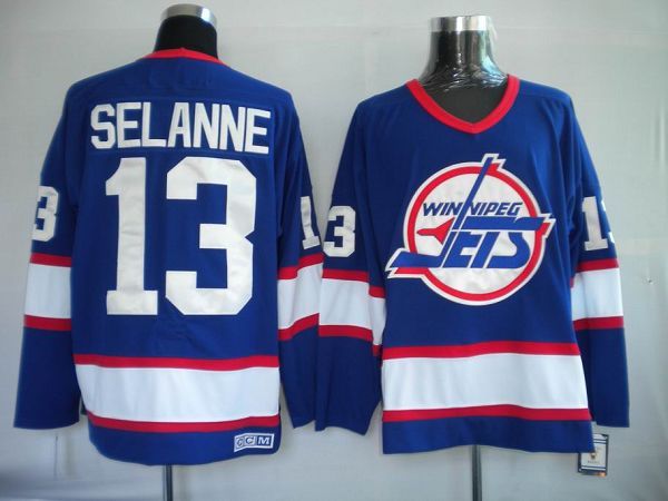 Winnipeg Jets -13 Teemu Selanne Stitched Blue CCM Throwback NHL Jersey