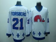 Nordiques-21 Peter Forsberg Stitched CCM Throwback white NHL Jersey