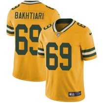 Nike Packers -69 David Bakhtiari Yellow Stitched NFL Limited Rush Jersey